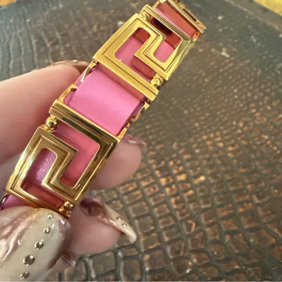 PINK Versace Greca leather choker - Picture 2 of 9